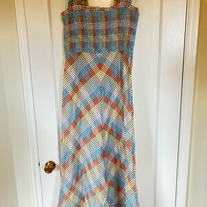 GANNI rainbow seersucker ruffle dress